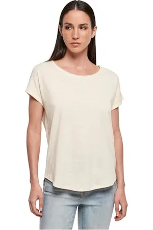 Build Your Brand Damski T-shirt Ladies Long Slub Tee, krótki rękaw dla kobiet z wydłużoną częścią tylną, w kolorze czarnym lub białym, rozmiary XS - 5XL, , 4XL