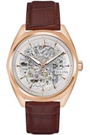 BULOVA Męski analogowy zegarek automatyczny ze skórzanym paskiem 97A175, , Surveyor Quartz Rose Gold Ton Stainless Steel Strap