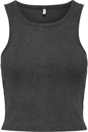 ONLY ONLVELMA Rib Acid Wash Crop Tank Top Acc, , XL