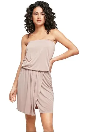 Urban classics Damska sukienka typu bandeau z wiskozy, luźna, , XS