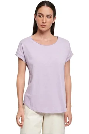 Build Your Brand Damski T-shirt Ladies Long Slub Tee, krótki rękaw dla kobiet z wydłużoną częścią tylną, w kolorze czarnym lub białym, rozmiary XS - 5XL, , XS