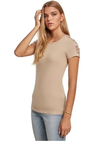 Urban classics Damski T-shirt Ladies Górna część Shoulder Stripe Tee, , S