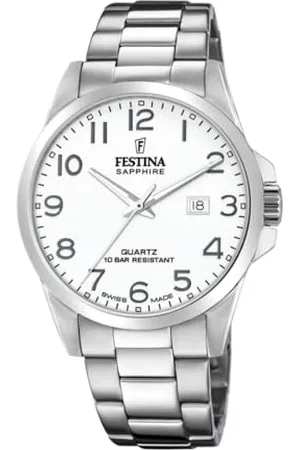 Festina Zegarek męski F20024/1 Swiss Made srebrny stal szlachetna Case srebrny pasek ze stali nierdzewnej, , bransoletka