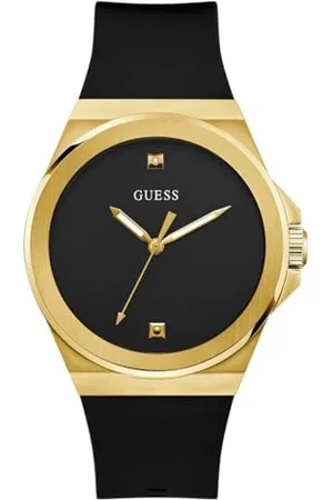 Guess BR GLD CS W/BR GLD TR/SUN BLK DMND DL/BLK SMTH SILIKONOWY STRP