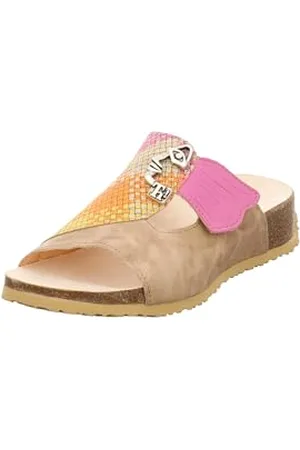 Think! Damen MIZZI chromfrei gegerbte nachhaltige Pantolette, LINEN/KOMBI 4000