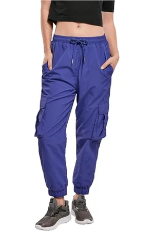 Urban classics Damskie spodnie z wysokim stanem, marszczone, nylonowe, cargo, z naszytymi kieszeniami, w wielu kolorach, rozmiary XS-5XL, , XS