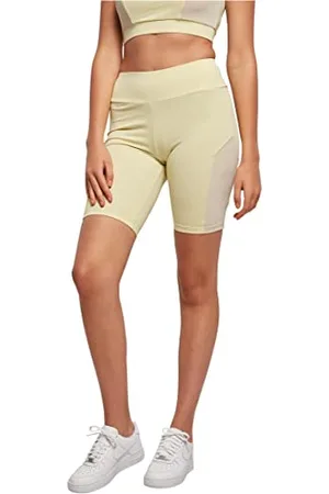 Urban classics Damskie Szorty do Jogi Ladies Color Block Cycle, softyellow/softseagrass, XS