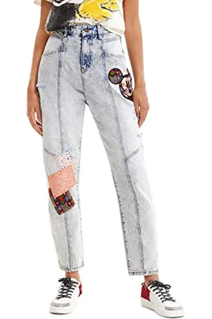 Desigual Damskie spodnie_naszywka M, 5053 Denim Medium Wash, , XS