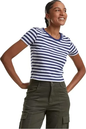 Urban classics Damska koszulka damska Short Striped Tee White/Darkblue XS, , XS