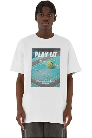 Mister Tee Męski T-Shirt PlayLit Heavy Oversize Tee, T-Shirt z nadrukiem, dla mężczyzn, graficzny T-shirt, Streetwear, , XS