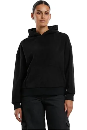 Urban classics Damska bluza z kapturem, żakardowa, aksamitna, oversize, luźna damska bluza z kapturem z aksamitu żakardowego, oversize fit, , L
