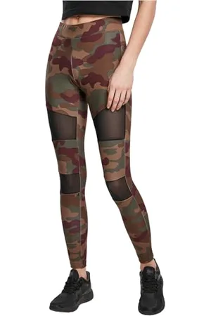 Urban classics Damskie legginsy Camo Tech Mesh Leggins, spodnie sportowe dla kobiet o wyglądzie moro, dostępne w wielu wariantach kolorystycznych, rozmiarach XS - 5XL, , L