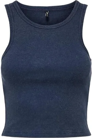ONLY ONLVELMA Rib Acid Wash Crop Tank Top Acc, , XL