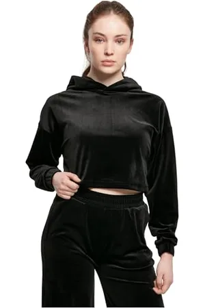 Urban classics Damska bluza z kapturem Cropped Velvet Oversized Hoody z kapturem, , 5XL
