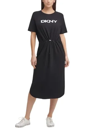 DKNY Damska sukienka z logo ze sznurkiem do noszenia na co dzień, , M