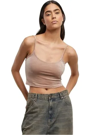 Urban classics Tank Top Damski Krótki Aksamitny Top Damski, Krótki Top Damski Z Aksamitu, Przycięty, Regularny Krój