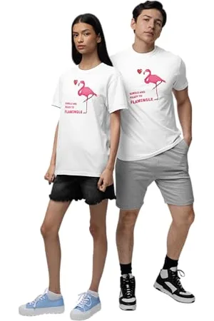 REPUBLIC OF CALIFORNIA Unisex URCTS043-L-WH Single-and-Ready-to-Flamingle-T-Shirt- , L, , L