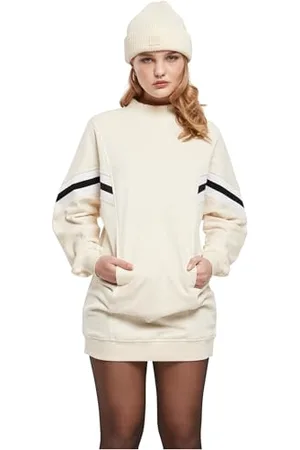 Urban classics Damska sukienka oversize, sukienka dresowa typu college, na co dzień, biała, rozmiar L, , L