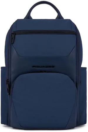 Piquadro Plecak komputerowy i iPad® z tkaniny recycled z paskiem sternum, przewodem zapobiegającym uszkodzeniom, kieszeń na butelkę i ochronę RFID, NIEBIESKI, , Taglia unica, 0
