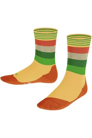 Falke Unisex dziecięce skarpety Active Fox wzmocnione skarpety funkcyjne w prążki, odporne na pot, wytrzymałe, antypoślizgowe, szybkoschnące, oddychająca bawełna, materiał funkcyjny, 1 para, Żółty