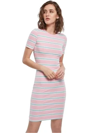 Urban classics Damska sukienka ze streczu w paski, , M
