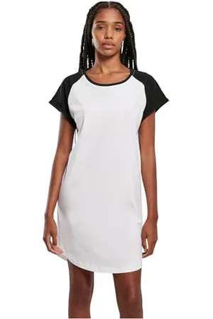 Urban classics Ladies Contrast Raglan Tee Dress damska krótka sukienka biała/czarna Basics, Streetwear, , L