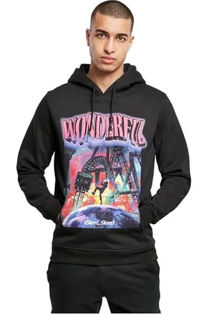 Mister Tee Męska bluza z kapturem Wonderful Hoody bluza z kapturem dla mężczyzn z dużym nadrukiem z przodu, czarna, rozmiary XS - XXL, , M