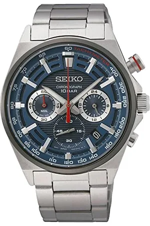 Seiko Męski zegarek kwarcowy stal szlachetna z paskiem ze stali nierdzewnej SSB407P1, srebrny, , bransoletka