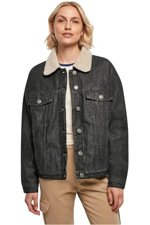 Urban classics Ladies Oversized Sherpa Denim Jacket, modna damska kurtka dżinsowa oversize, dostępna w wielu kolorach, rozmiarach XS-5XL, , XL
