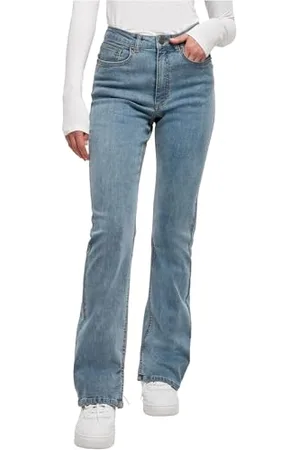 Urban classics Damskie spodnie z wysokim stanem, proste spodnie jeansowe, , 33