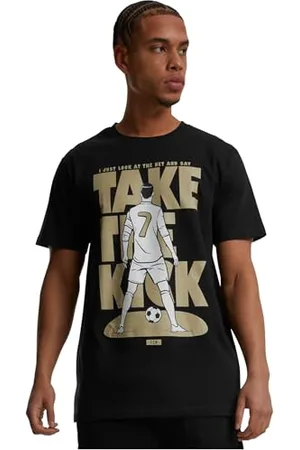 Merchcode Męski T-shirt Footballs Coming Home Take The Kick Tee, Regular Fit, bawełna 100%, 4XL, , 4XL