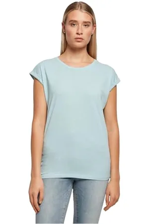 Build Your Brand Damski T-shirt Ladies Extended Shoulder Tee, górna część dla kobiet z wyciętymi ramionami, dostępny w wielu kolorach, rozmiary XS - 5XL