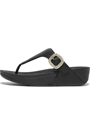 FitFlop Damskie sandały Lulu ze skóry z kryształową klamrą, , 39 EU