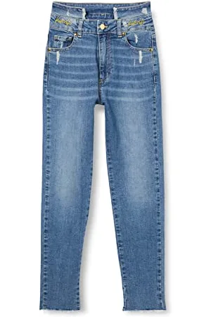 KENDALL + KYLIE KENDALL & KYLIE K&K W Slim Fit Short Destroyed WST Denim Jeans KKW3712024 Pants, Medium Wash, 25 Women