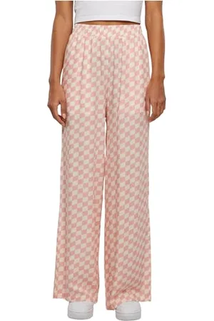 Urban classics Damskie spodnie damskie Viscose Resort Pants lemonadepinkcheck 5XL, , 5XL