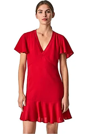 Pepe Jeans Damska sukienka Iria, Czerwony (królewski czerwony), S