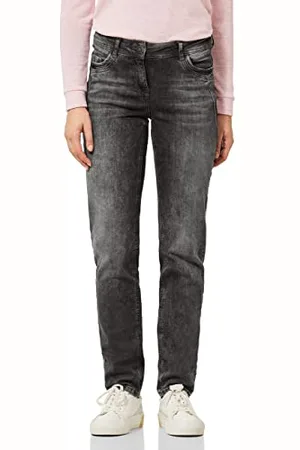 CECIL Damskie spodnie jeansowe B375764 Tapered, Black Used wash, W27/L30, , 27W / 30L