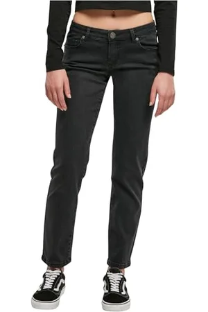 Urban classics Damskie spodnie z niskim stanem Straight Denim, , 28