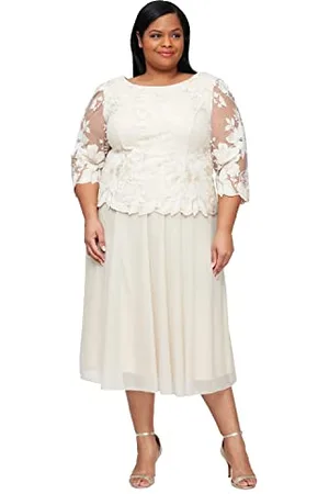 Alex Evenings Damska jednoczęściowa suknia plus size ze streczu, koronkowy gorset, , 46