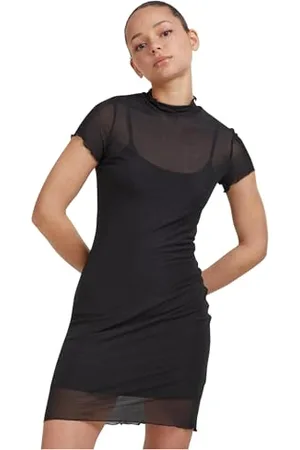 Urban classics Ladies Mesh Double Layer Dress damska krótka sukienka czarna Basics, Streetwear, , L