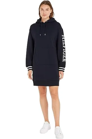 Tommy Hilfiger Damska sukienka z kapturem REG MONOTYPE SLV krótka sukienka z kapturem DRS, , XXS, , XXS