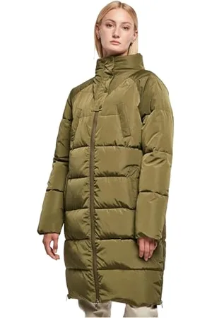 Urban classics Damska kurtka puchowa z wysokim dekoltem, Oliwka, XXL