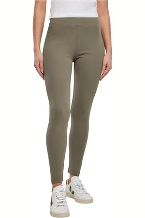Urban classics Ladies High Waist Jersey Legginsy Damskie Spodnie do Jogi, Oliwa, S
