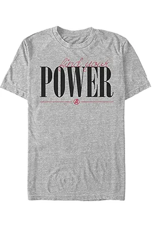 Marvel Unisex Avengers Classic-Power Script Organic Short Sleeve T-Shirt, Melange Grey, M, , M