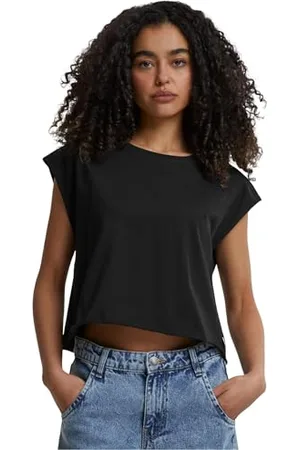 Urban classics Damski T-shirt Ladies Organic Open Edge Tee 2-pak, 100% bawełna, czarno-biały, 4XL, , 4XL