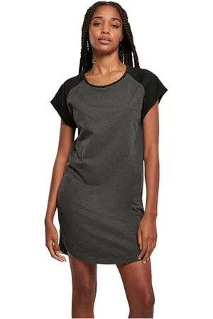 Urban classics Ladies Contrast Raglan Tee Dress damska krótka sukienka czarna/szara Basics, Streetwear, , 3XL