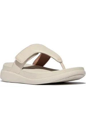 FitFlop Damskie sandały F-Mode GO regulowane płaskie na palce, beżowe, 36,5 UK, , 40 EU