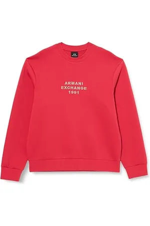 Armani Exchange Sweter ze śmiałym logo, kardynał czerwony, rozmiar L męski, , L