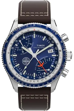 Timex Zegarek męski chronograf Quarz ze skórzanym paskiem TW2W97200, , pasek