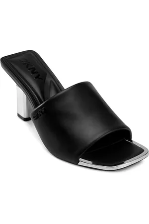 DKNY Damskie sandały Kelley-PEEP Toe Mule Heeled Sandal, czarne, rozmiar 37 EU, , 37 EU